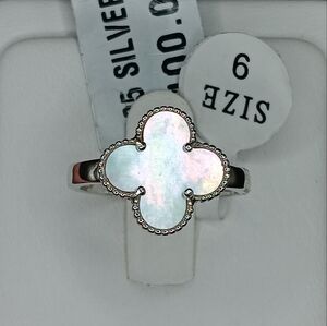 925 M.O.P CLOVER Silver Fashion Ring SZ 9